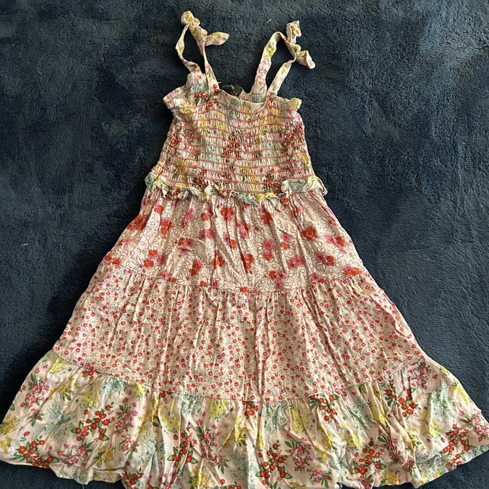 Charming Floral Kids Dress with Bow Straps